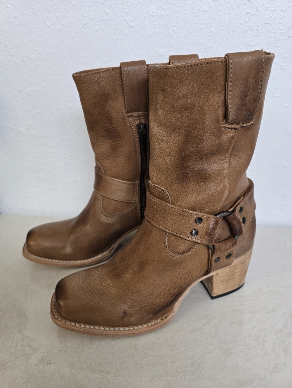 Freebird Darcy Wheat Square Toe Women's Tan Leather Mid-Calf Harness Boot 7 - Picture 7 of 11